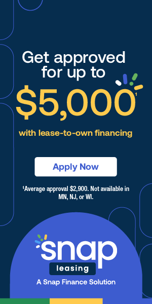 Snap Finance — Get approved for up to $5,000 with lease-to-own financing.
